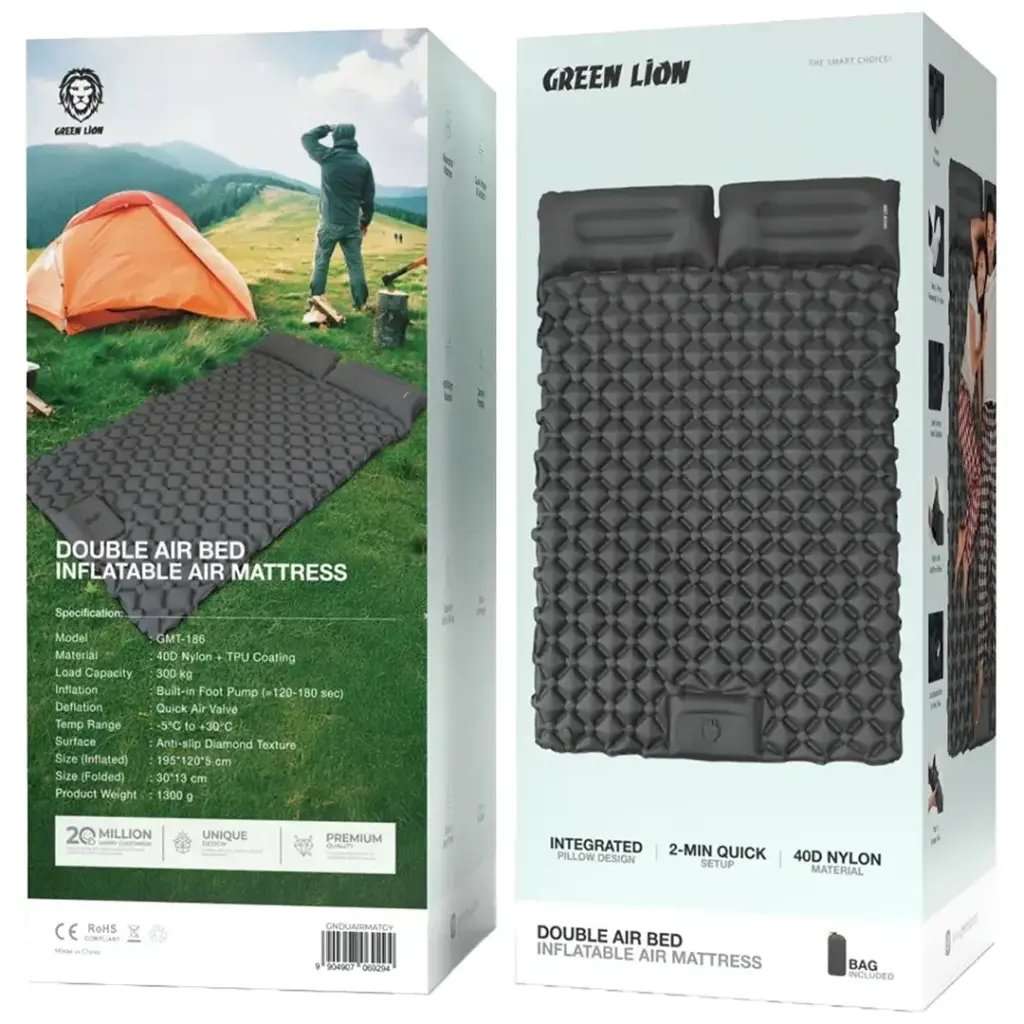 Green Lion Double Air Bed Inflatable Air Mattress - Linkphones Center